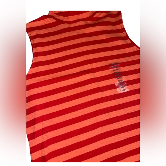 🆕St John’s bay ladies NWT red orange striped sleeveless ribbed pullover size XL - Picture 8 of 10